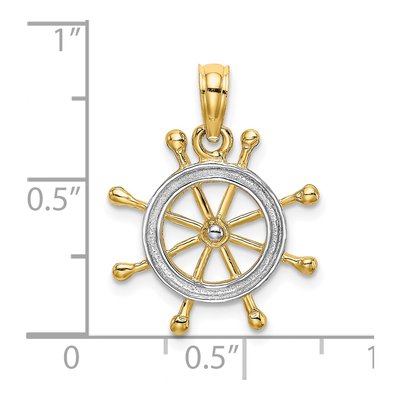 14K Yellow Gold Ship Wheel Charm – view 4
