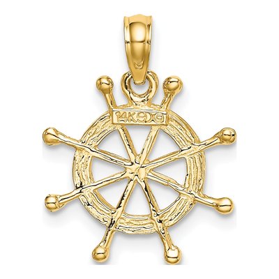 14K Yellow Gold Ship Wheel Charm – view 5