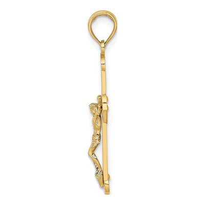 14K Two-Tone Gold Engraved Crucifix Pendant – view 3