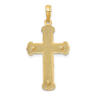 14K Two-Tone Gold Engraved Crucifix Pendant – view 5
