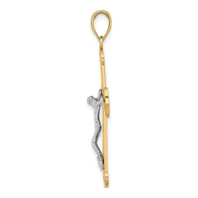 14K Two-Tone Gold Textured Crucifix Charm – view 3