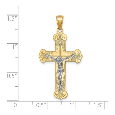 14K Two-Tone Gold Textured Crucifix Charm – view 5