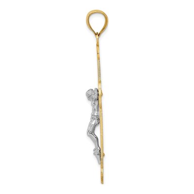 14K Two-Tone Gold Textured Crucifix Charm – view 3
