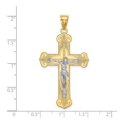 14K Two-Tone Gold Textured Crucifix Charm – view 4