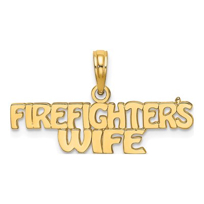 14K Yellow Gold Firefighter's Wife Charm