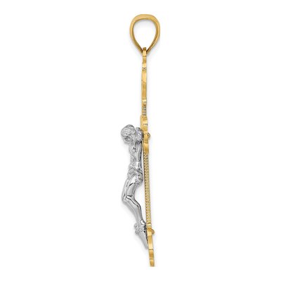 14K Two-Tone Gold Textured Crucifix Charm – view 3