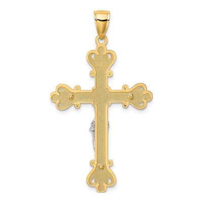 14K Two-Tone Gold Textured Crucifix Charm – view 5