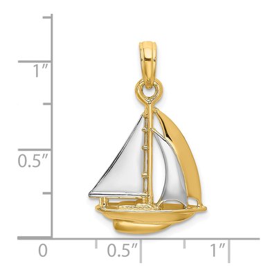 14K Yellow Gold 3D Sailboat Pendant – view 4