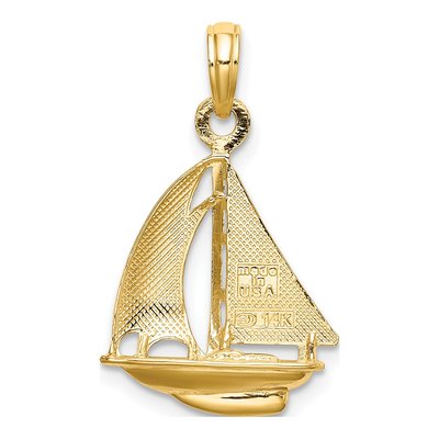 14K Yellow Gold 3D Sailboat Pendant – view 5
