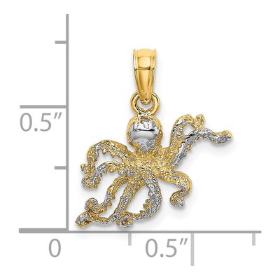 14K Yellow Gold Textured Octopus Charm – view 4