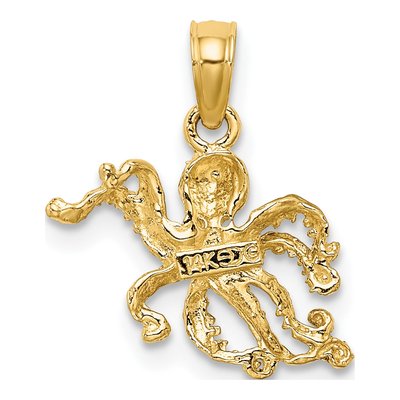 14K Yellow Gold Textured Octopus Charm – view 5