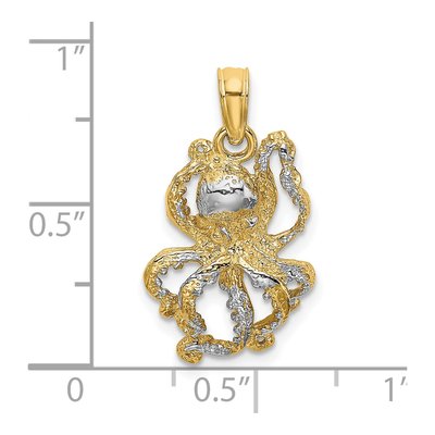 14K Yellow Gold Textured Octopus Charm – view 4