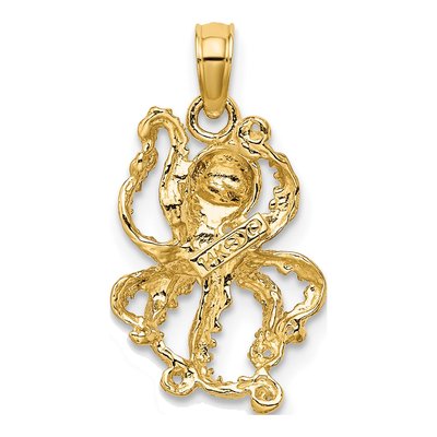14K Yellow Gold Textured Octopus Charm – view 5