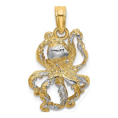 14K Yellow Gold Textured Octopus Charm