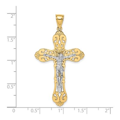 14K Two-Tone Gold Filigree Crucifix Pendant – view 4