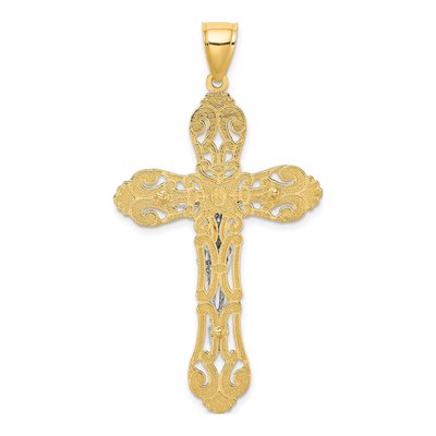 14K Two-Tone Gold Filigree Crucifix Pendant – view 5