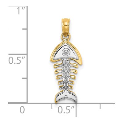 14K Yellow Gold 3D Fishbone Pendant – view 4