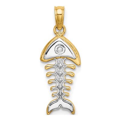 14K Yellow Gold 3D Fishbone Pendant – view 5