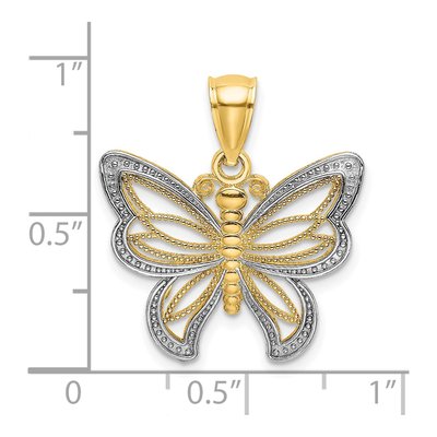 14K Yellow Gold Beaded Butterfly Charm – view 4