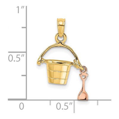 14K Two-Tone Gold Beach Bucket Shovel Charm – view 4