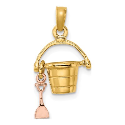 14K Two-Tone Gold Beach Bucket Shovel Charm – view 5