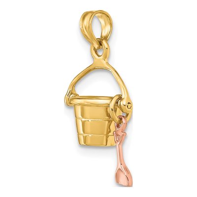 14K Two-Tone Gold Beach Bucket Shovel Charm – view 6