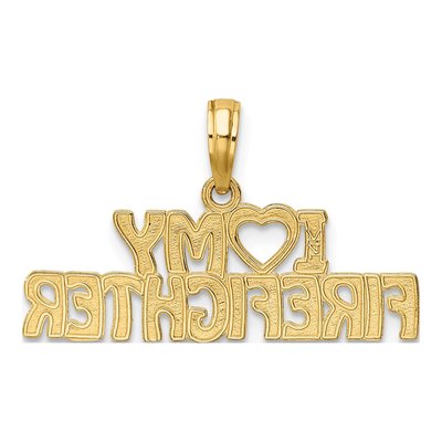 14K Yellow Gold I Heart My Firefighter Charm – view 5