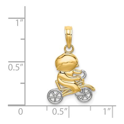 14K Yellow Gold Little Boy on Bicycle Pendant – view 4