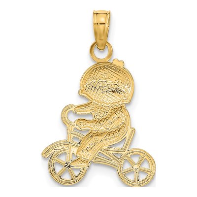 14K Yellow Gold Little Boy on Bicycle Pendant – view 5