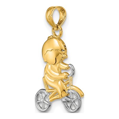 14K Yellow Gold Little Boy on Bicycle Pendant – view 6