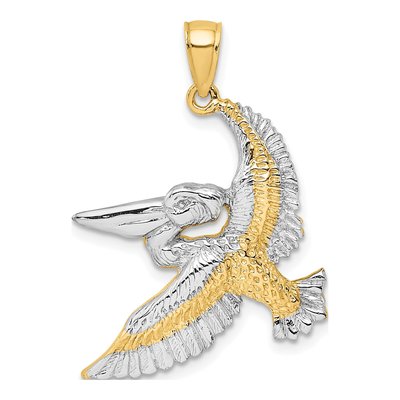 14K Yellow Gold Flying Pelican Charm