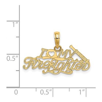 14K Yellow Gold I Heart My Firefighter Charm – view 4