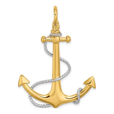 14K Yellow Gold 3-D Anchor Charm