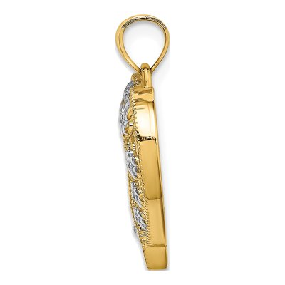 14K Yellow Gold Cut-Out Heart Flower Charm – view 3