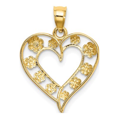 14K Yellow Gold Cut-Out Heart Flower Charm – view 5