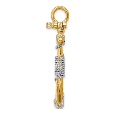 14K Yellow Gold 3-D Anchor Rope Pendant – view 3