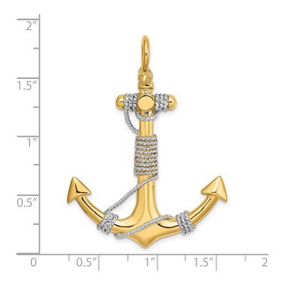 14K Yellow Gold 3-D Anchor Rope Pendant – view 4