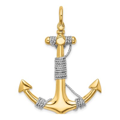 14K Yellow Gold 3-D Anchor Rope Pendant – view 5