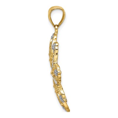 14K Yellow Gold Diamond-Cut Flower Pendant – view 3