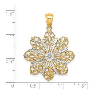 14K Yellow Gold Diamond-Cut Flower Pendant – view 4