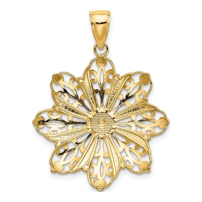 14K Yellow Gold Diamond-Cut Flower Pendant – view 5
