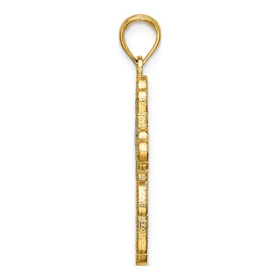 14K Yellow Gold Lace Trim Cross Charm – view 3