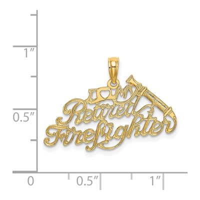 14K Yellow Gold Retired Firefighter Pendant – view 4