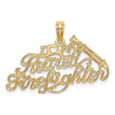 14K Yellow Gold Retired Firefighter Pendant