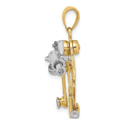 14K Two-Tone Gold 3-D Moveable Sextant Charm – view 3