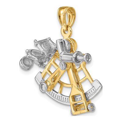 14K Two-Tone Gold 3-D Moveable Sextant Charm – view 7