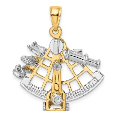 14K Two-Tone Gold 3-D Moveable Sextant Charm