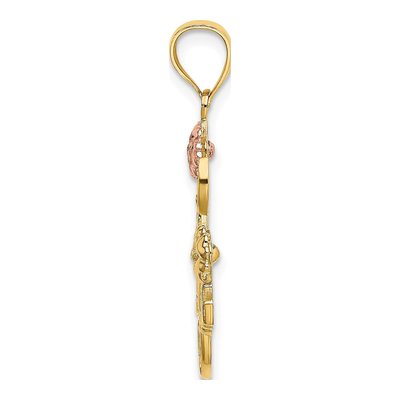 14K Two-Tone Gold I LOVE YOU Flower Pendant – view 3
