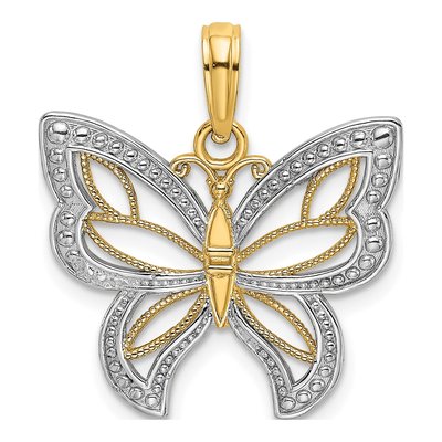 14K Yellow Gold Butterfly Pendant