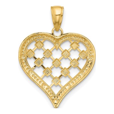 14K Yellow Gold Diamond-Cut Heart Charm – view 5